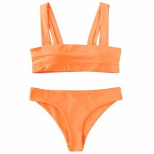 NWT • Creamsicle Wide-Strap Bandeau Bikini Set in Medium • Influencer Favorite👙🍉